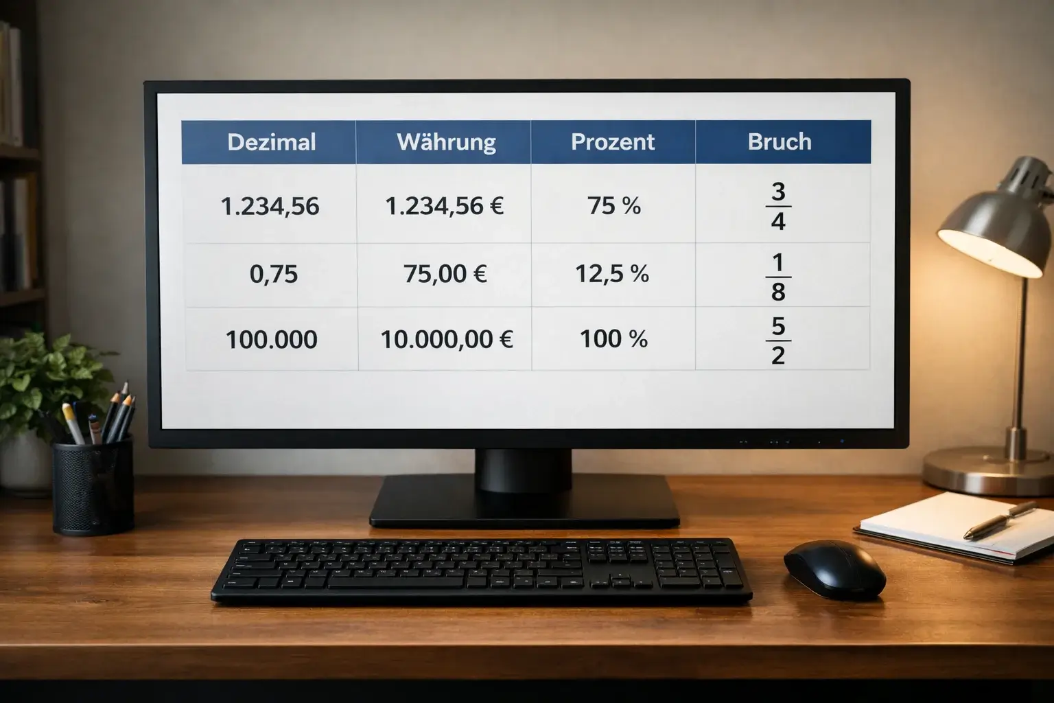 Verschiedene Quotendarstellungen auf einem Monitor