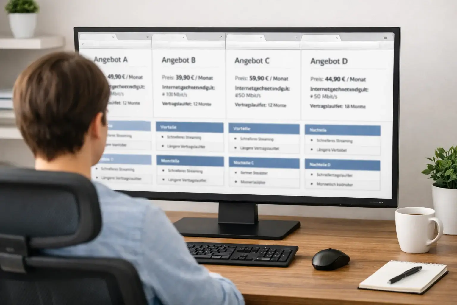 Person vergleicht verschiedene Wettanbieter am Computer