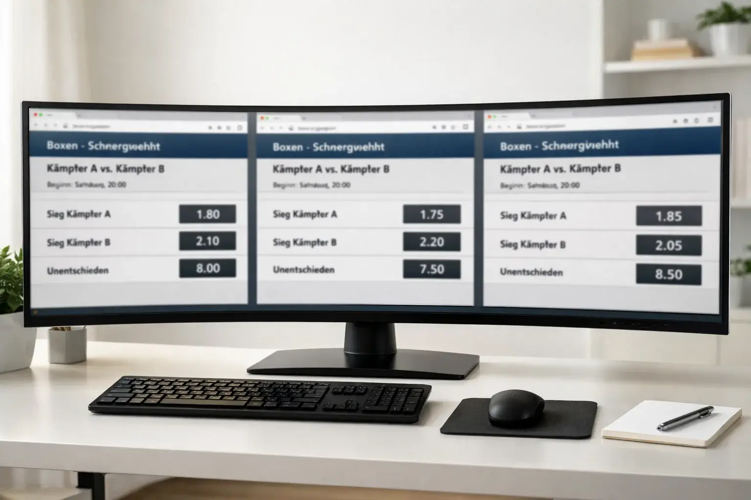 Mehrere Browser-Tabs mit verschiedenen Wettanbietern